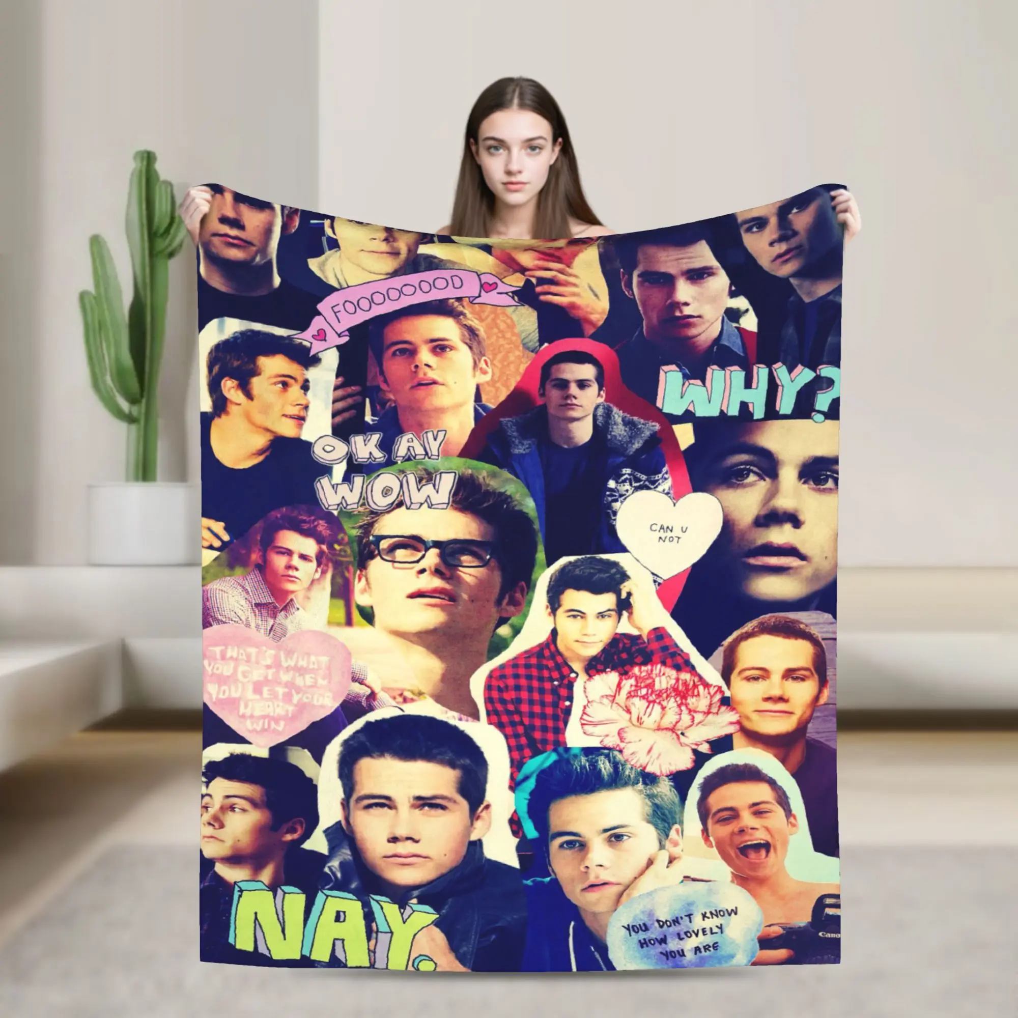 Dylan O'Brien Photo Collage Flannel Blankets Actor Custom Throw Blankets for Home 125*100cm Bedspreads