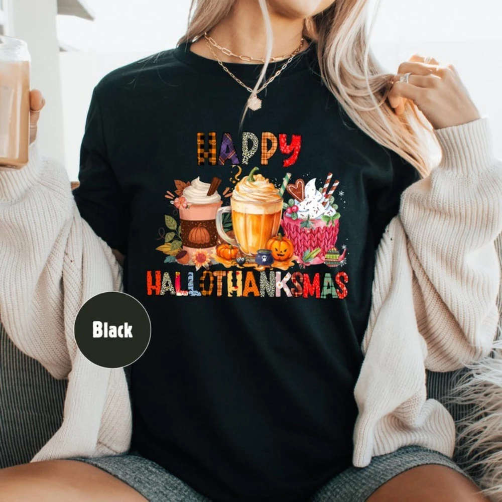 Happy Hallowmas T-Shirt Woman Man Autumn All Saints' Day Graphic T Shirts Fashion Casual Aesthetic Streetwear Short-sleev