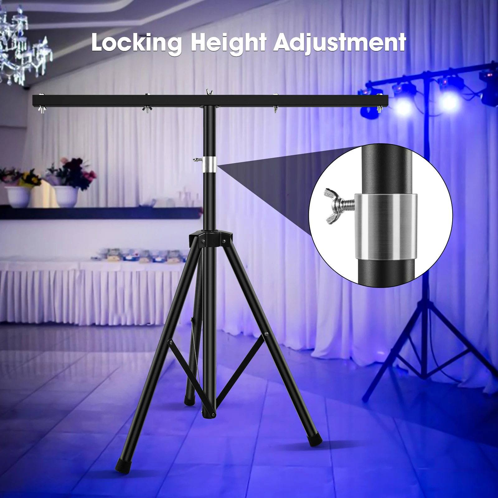 Yiflamefly Tripod DJ Light Stand Stage Lights Stand Adjustable 39-75 Inch DJ Lighting Tripod Mount for Wedding Concert Party