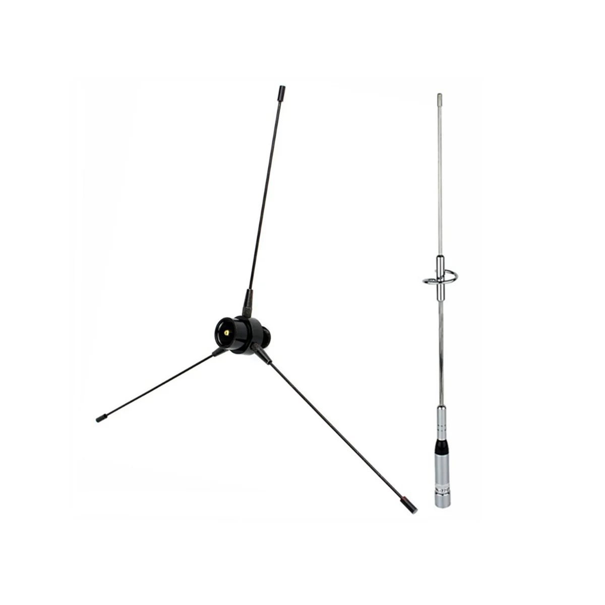 2 Set Electronic Accessories:1 Set Antenna UHF-F 10-1300MHz Antenna & 1 Set Dual Band Antenna UHF / VHF 144/430MHz 2.15