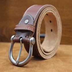 Men's belt leather belt men male genuine leather strap brown cow leather belt for men pin buckle vintage jeans cintos masculinos