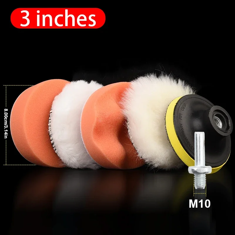 6Pcs Car Polishing Disc Sponge Pads Kit Auto Detailing Waxing Polish Machine Buffering Sponge Remove Scratches Wax Pads