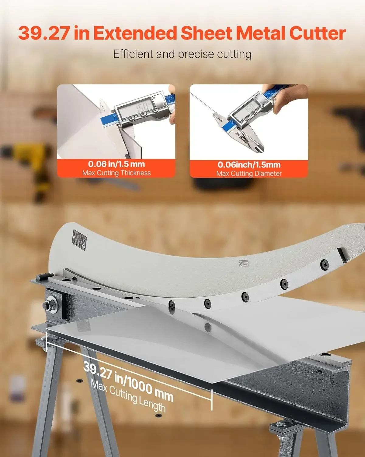 Guillotine Shear, 39 in Bed Width Benchtop Cutter, Manual Hand Plate Shear for Metal Sheet Processing, with Q235 Material, High