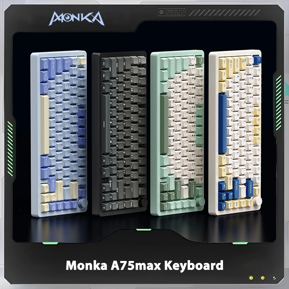 Monka A75max Mechanical Keyboard 3mode Bluetooth Wireless Keyboard RGB Hot Swap Custom Office E-Sports Computer Accessories Gift