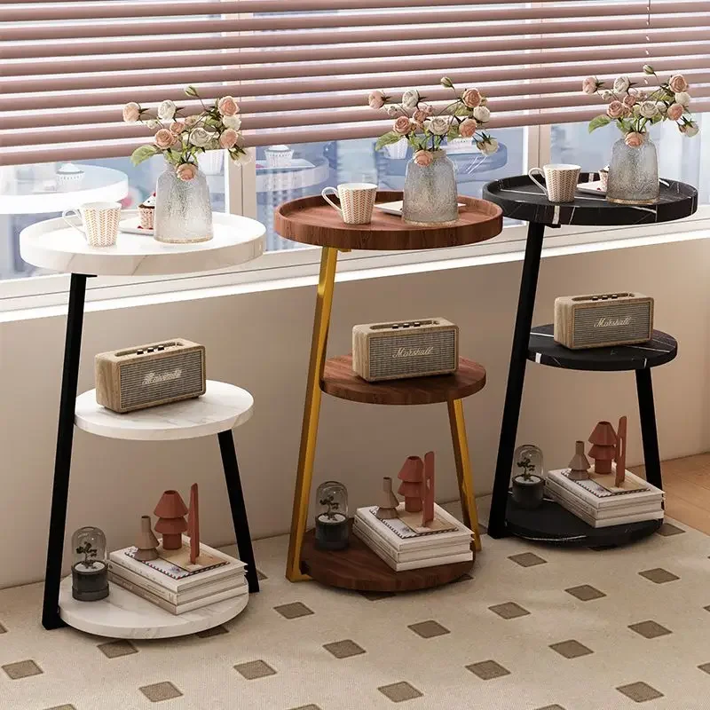 3-Tier Coffee Table Modern End Tables Sofa Side Table Small Plant Stand With Storage Shelf Metal Frame For Living Room Bedroom