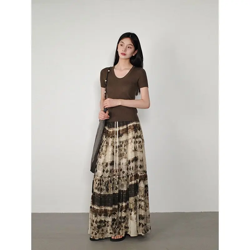 Юбка Korean Style Long Skirts for Women 2026 Vintage Japanese Harajuku Jupe Pleated Skirt Faldas Mujer Юбки Fairy Grunge