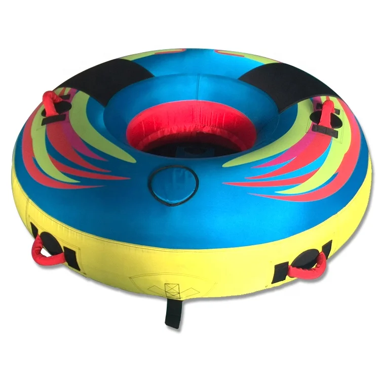 

Customized 1 Person Inflatable Towable Water Tube Ring With Nylon Cover For Beach Rental