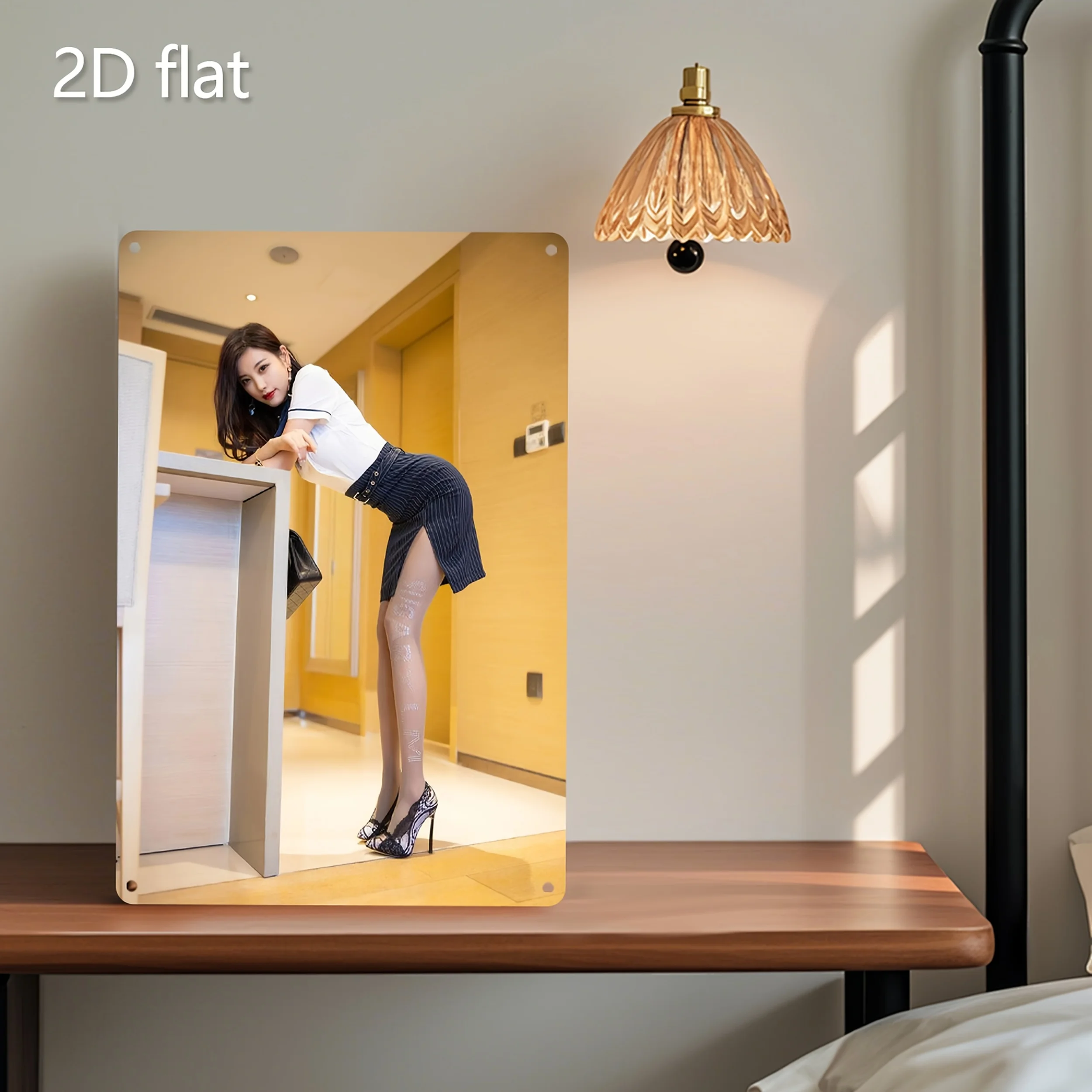 

Elegant Woman in White Shirt Metal Sign, 2D Retro Weatherproof Wall Art for Home Bar & Patio.