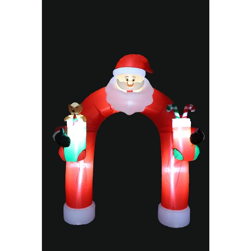 

9 Foot Tall Giant Christmas Inflatable Santa Claus Archway Arch with Teddy Bear Sugar Cane Cute LED Lights Lighted Blowup Party