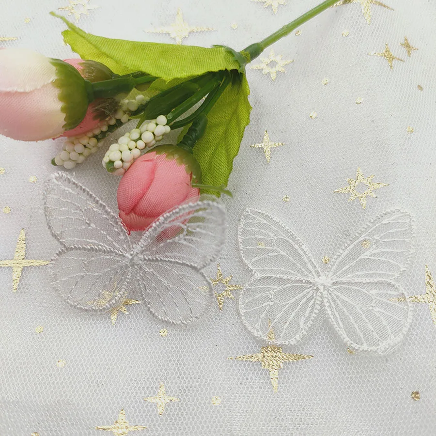 48Pcs/Lot 4.5*3.5cm Embroidered Mesh Butterfly Cloth Patches Appliques for Clothes Sewing Supplies DIY Hair Clip Accessories