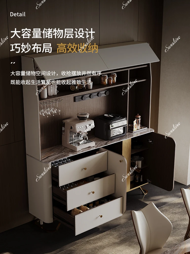 Light luxury high-end double-layer integrated wall modern simple multi-functional customized Italian tea cabinet