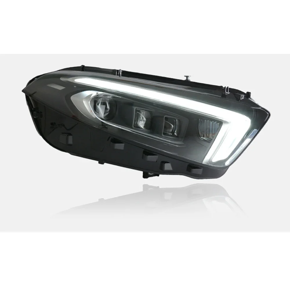 السيارات العلوي لمرسيدس بنز A180 A200 W177 2018-2023 تجديد الجمعية LED DRL الديناميكية بدوره مصباح إشارة ثنائية البؤرة عدسة مصباح سيارة