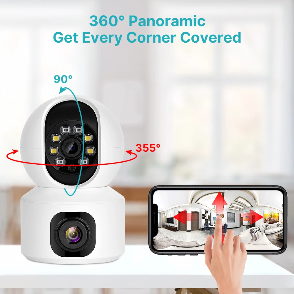 2K 4MP podwójny obiektyw PTZ inteligentne WiFi kamera monitorująca noktowizor i automatyczna niania elektroniczna Baby Monitor bezprzewodowa kamera