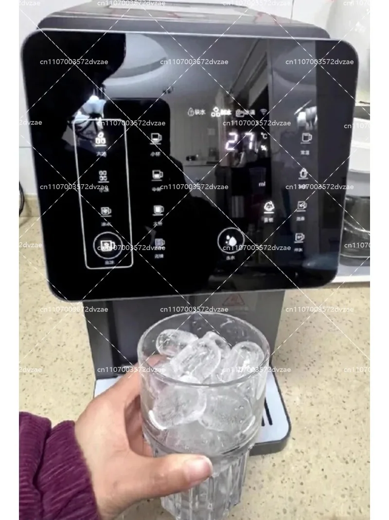 3-in-1 Ice Maker Water Dispenser with Hot & Cold Water, Cube Ice Machine for Office
