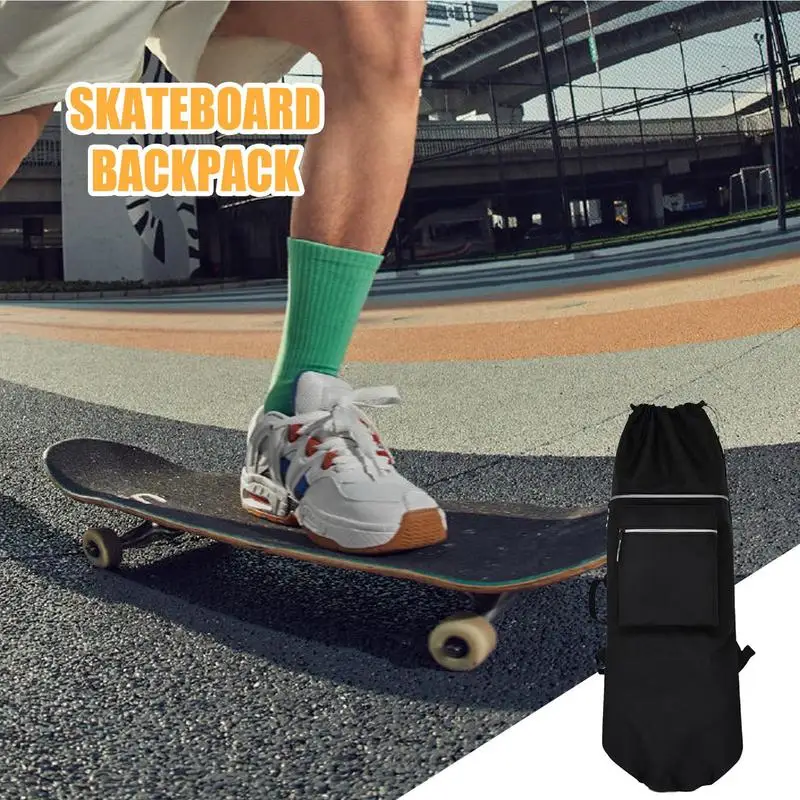 Skateboard Storage Bag Portable Carry Backpack For Skateboards Drawstring Design Shoulder Bag For Outdoor Activities School