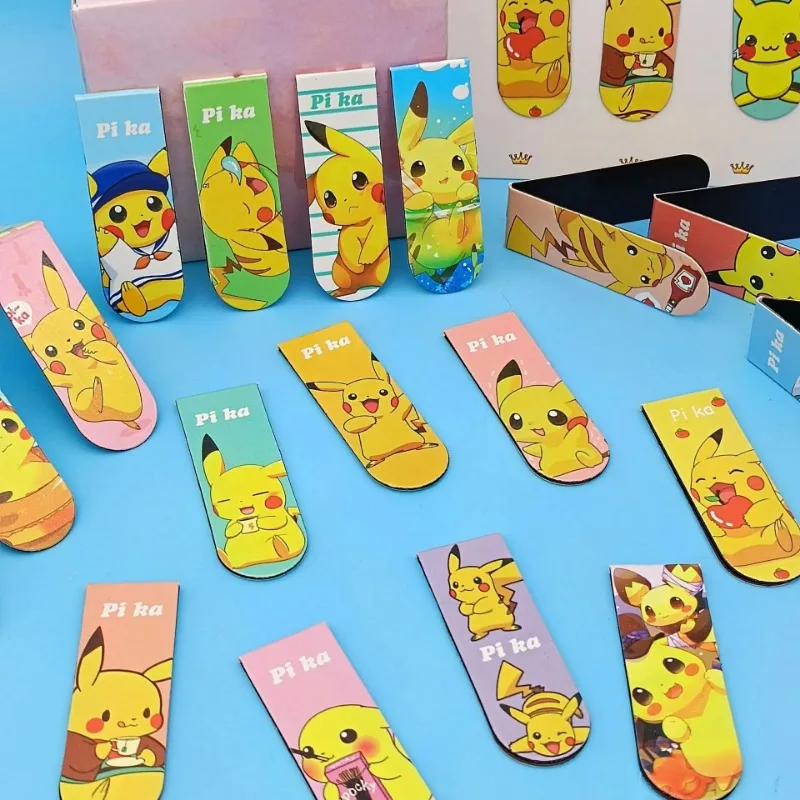 Pikachu Pokemon miękka magnetyczna zakładka Cartoon uczeń dzieci dwustronny magnes podręcznik strona zmieniająca znak zakładka Pokémon