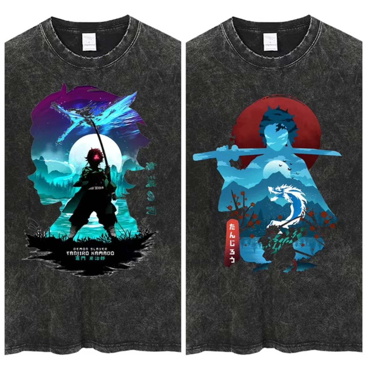 

Футболка с рисунком Akaza Demon Slayer, винтажная хлопковая мягкая уличная одежда, мужская и женская одежда, футболки большого размера с короткими рукавами