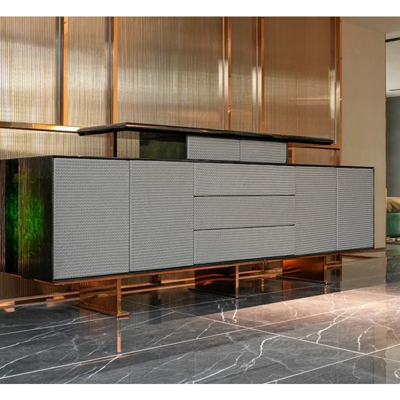 Light luxury design living room TV cabinet woven drawer cabinet