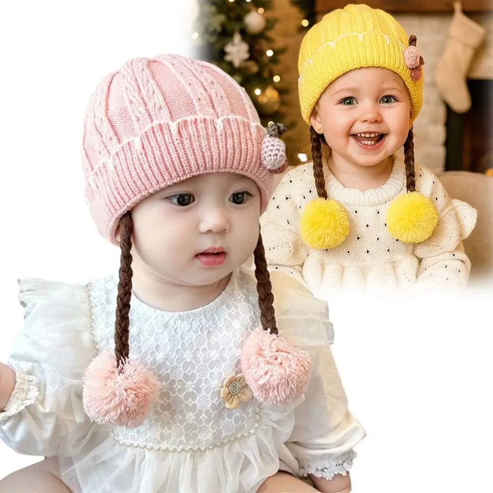 

Cartoon Warm Baby Knitted Hat Breathable Windproof Ear Protection Cap Soft Baby Wig Hats Autumn and Winter