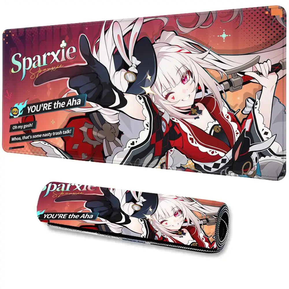New Kawaii Sparxie Honkai Star Rail Rubber Desk Mat XXL Mouse Pad With Lock Edge PC Office Keyboard Mousepad Writing Mat