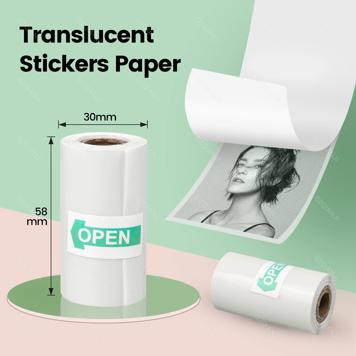 58mm Transparents Waterproof Photo Paper Rolls for Mini Mobile Label Photo Printer Peripage A6 A2 Funprint Maker 3/6/9 Rolls