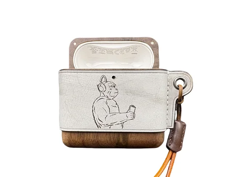 Auriculares BOSE QuietComfort de ajuste personalizado II / Ultra – Madera de nogal envuelta en cuero francés de plena flor – Pixel Monkey Original