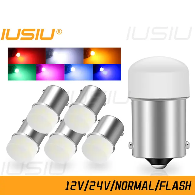 IUSIU 4PCS 12V 24V P21W Żarówka Led 1156 1157 Strobe Flash BA15S BAY15D R5W R10W P21/5W Truck Brake Reverse Lamp Car Light Red Pink