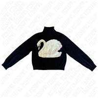Black Swan Graphic Print Women Sweet Cute Turtleneck Knitted Sweater Y2K Style Winter Harajuku High Street Casual Warm Pullover