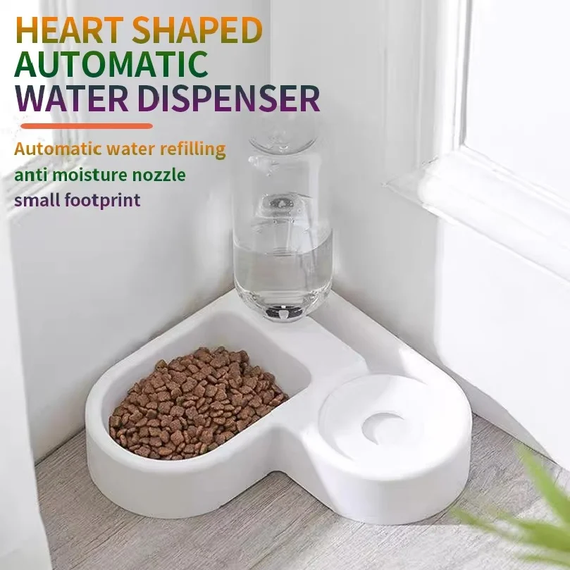 Dog pet automatic water dispenser, pet feeding bowl, feeding and drinking at the same time without taking up space