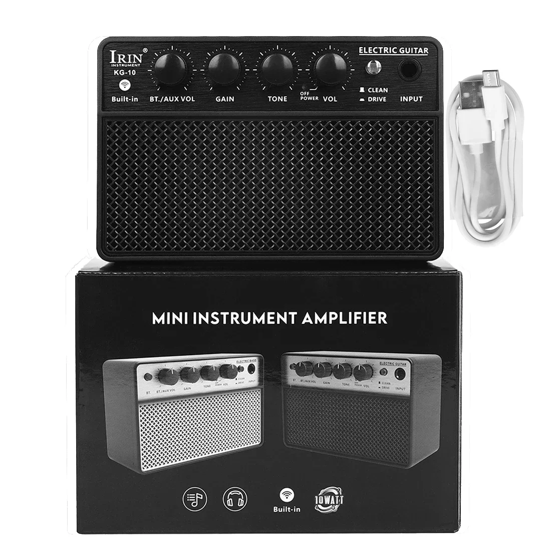 

IRIN Guitar Amplifier 10w Output 6.35mm Universal Portable Input Rechargeable Speaker Mini Electric Guitar Amplifier Instrument