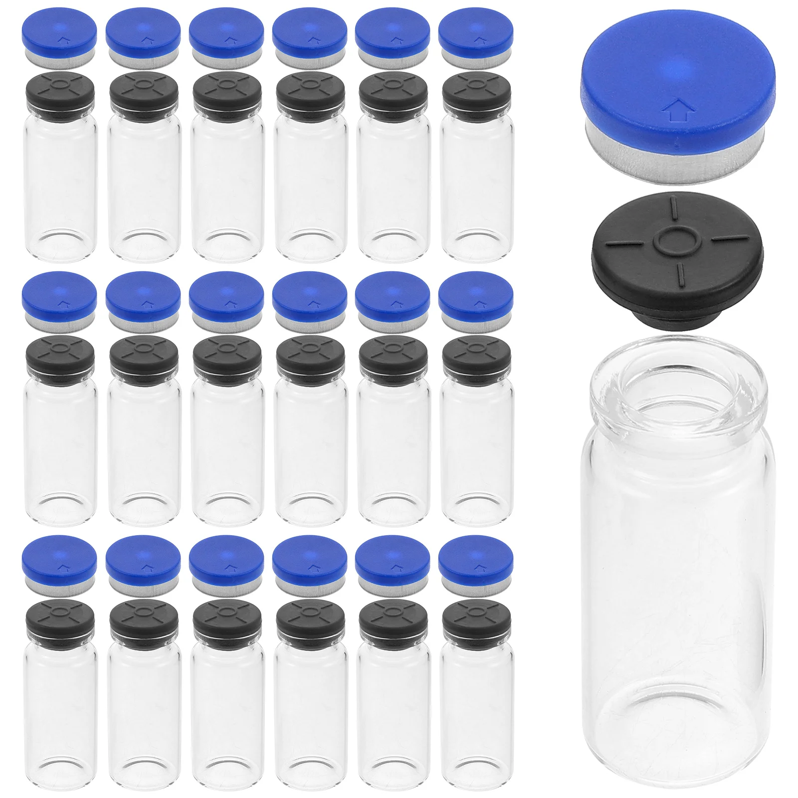 20 Pcs Freeze-dried Powder Bottle Supplies Sample Glass Bottles Vial with Hat Experiment Empty Transparent Travel