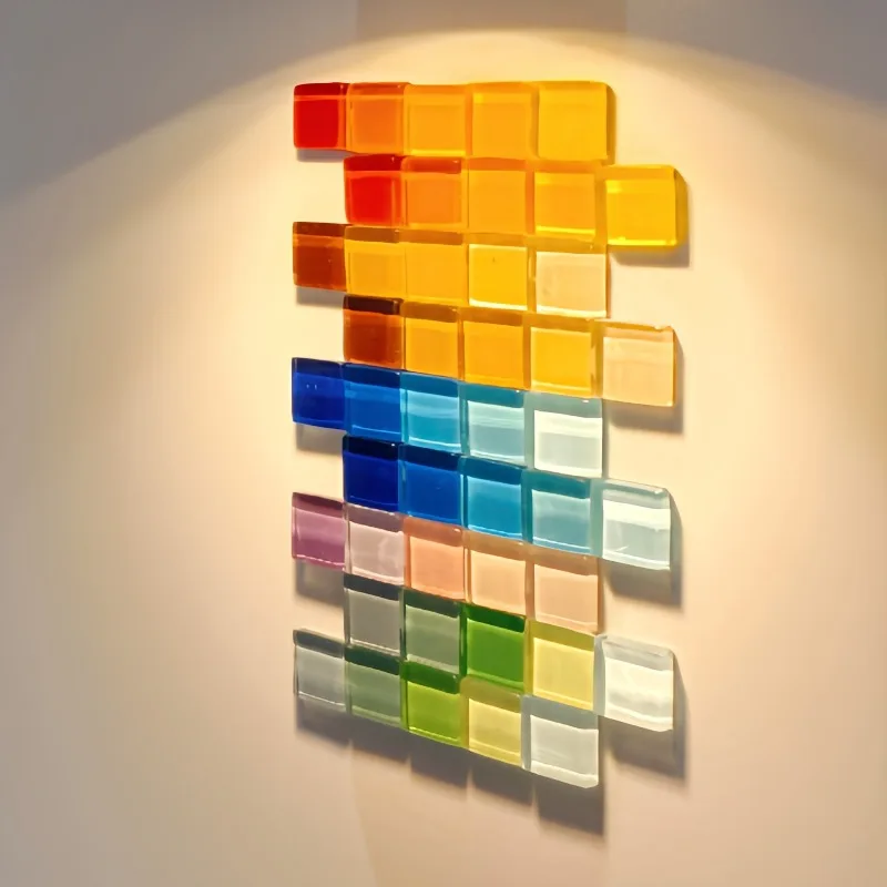 Color mosaic brick sticker high value dopamine home soft wall decoration DIY material package high sense wall lamp