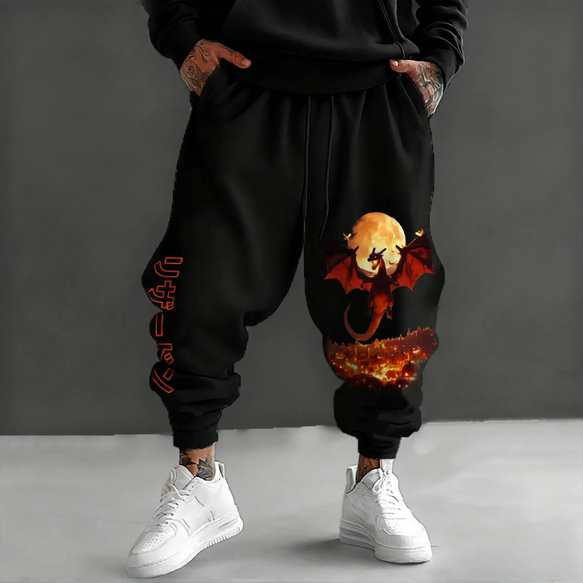 

Покемон аниме Хэллоуин милые штаны мужские и женские осенне-зимние новые принты американский тренд свободные повседневные спортивные зауженные брюки