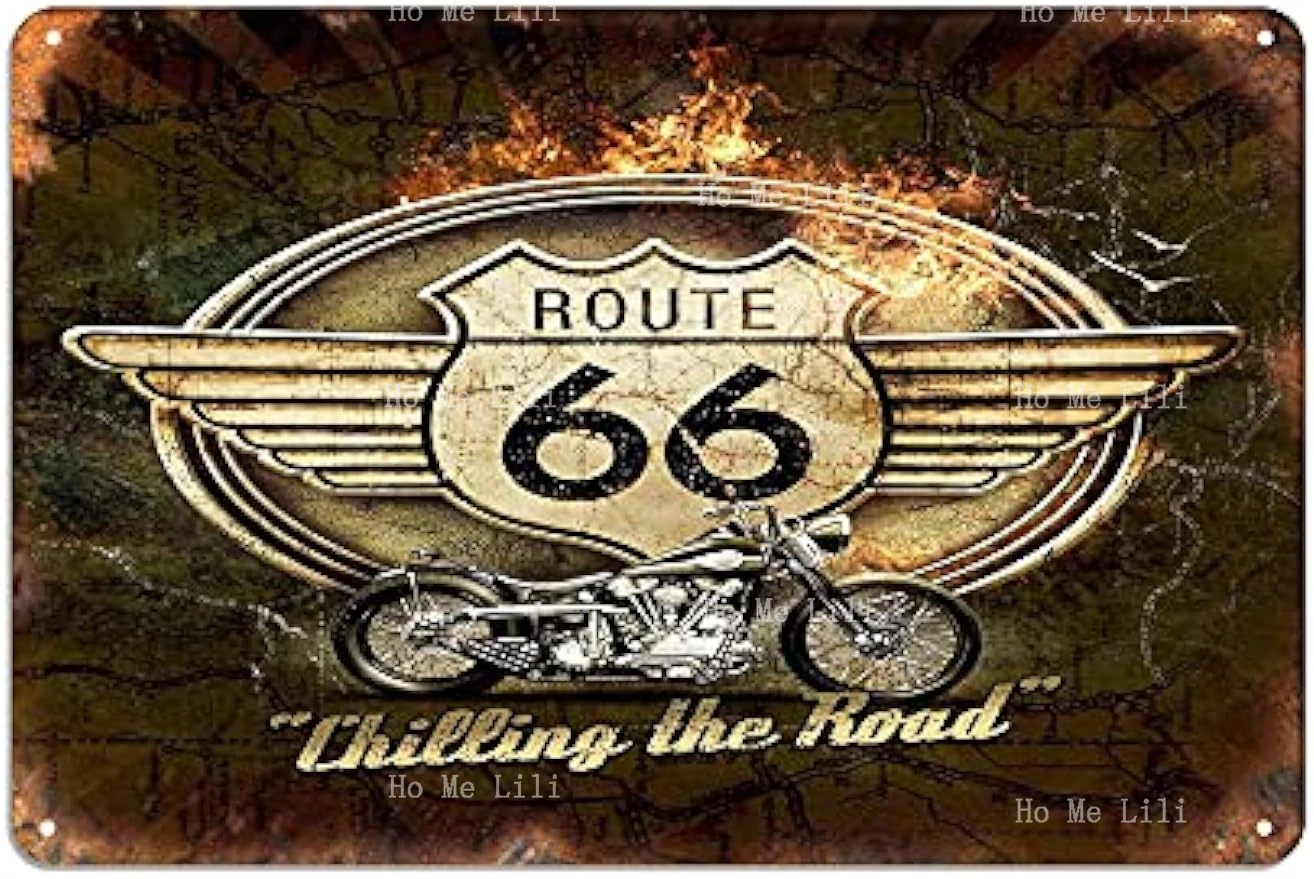 Us Route 66 Vintage Road Street Sign Perfect For Decorating Nostalgic Vintage Pinup Girl Poster Plaque Tin Sign