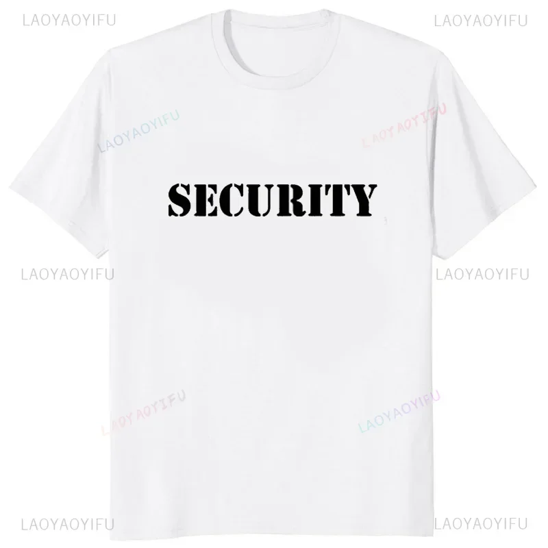 Security Letter Printed Men's T-shirt Event Staff Casual Fashion Loose Top Streetwear Short Sleeve Male T Shirts Korea Style Tee