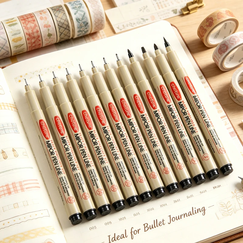 Juego de 12 Rotuladores de Punta Fina con Tinta Micron para Dibujo de Manga, Delineado, Lápiz de Aguja, Lápiz de Línea, Set de Papelería para Bocetos, Suministros de Arte