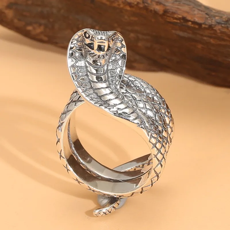 002-JZ-87 JZFSILVER Silver S925 Fashion Adjustable Retro Exaggerated Creative Lovely Cobra Snake Rings Men Women Wedding Jewelry