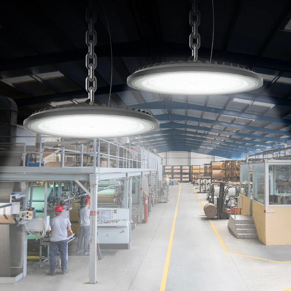 Luci ad alta baia a LED UFO 100W 200W Super Bright AC100-265V IP65 Illuminazione industriale a LED impermeabile per garage Palestra Fabbrica Warehou