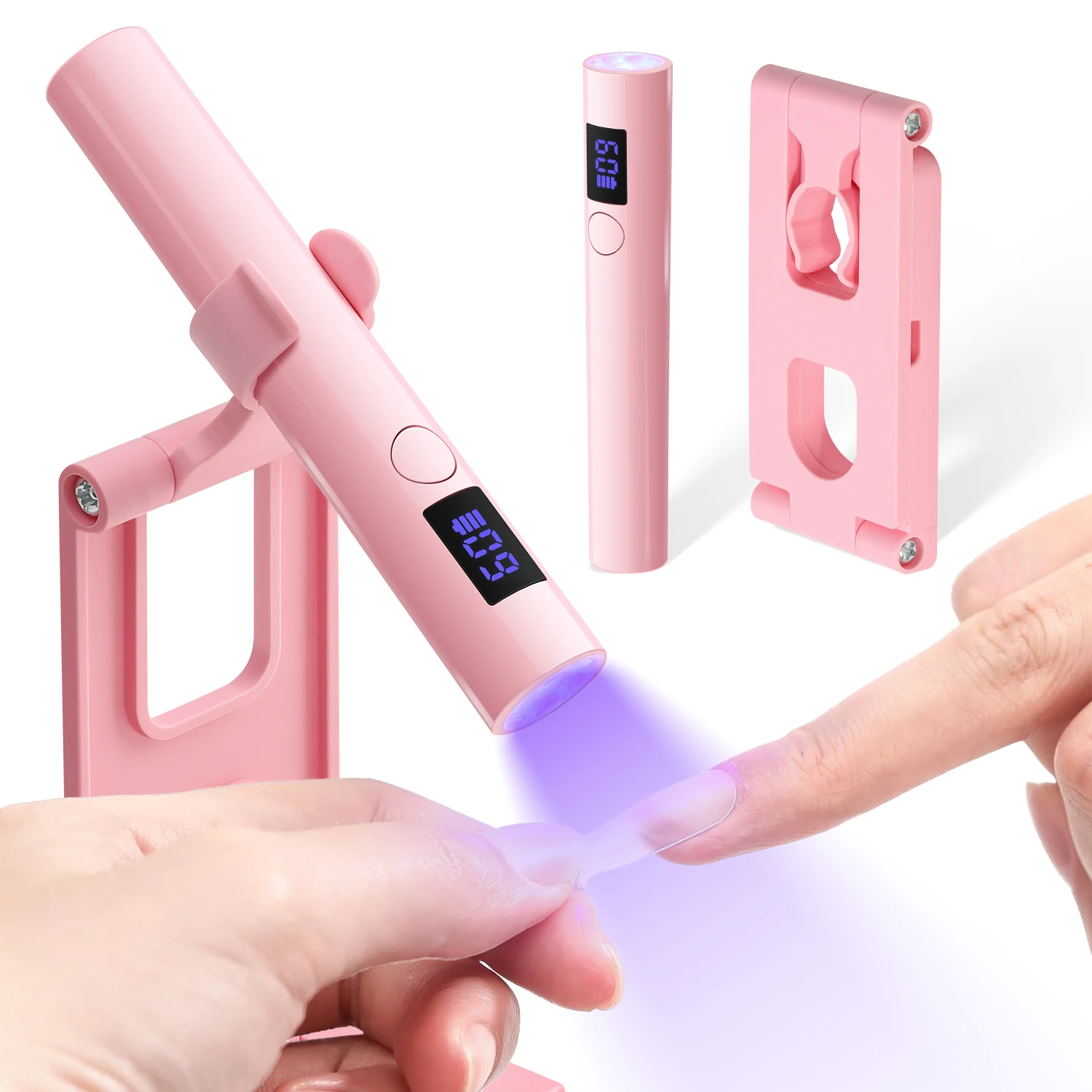 Mini lámpara de uñas con 2 temporizadores, soporte estable para uñas, lámpara UV LED portátil para secado rápido de esmalte de uñas en gel, para uso doméstico, salón o bricolaje.