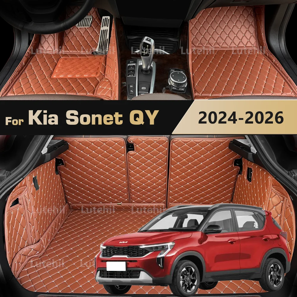 

Для Kia Sonet QY 2024 2025 2026 Автомобильный напольный коврик с полным покрытием, всепогодный коврик для багажника, багажник с чехлами на спинку, защитные чехлы