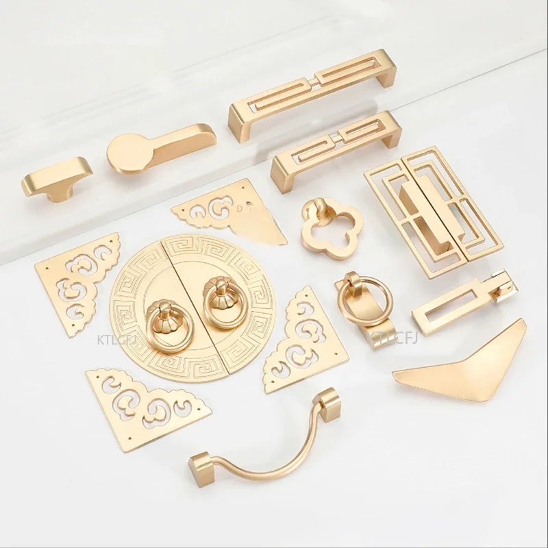 Handles Drawer Cabinet Furniture Kitchen Handles for Cabinet Knob Door Drawer Furniture Kitchen Golden Single Hole Rings Knob