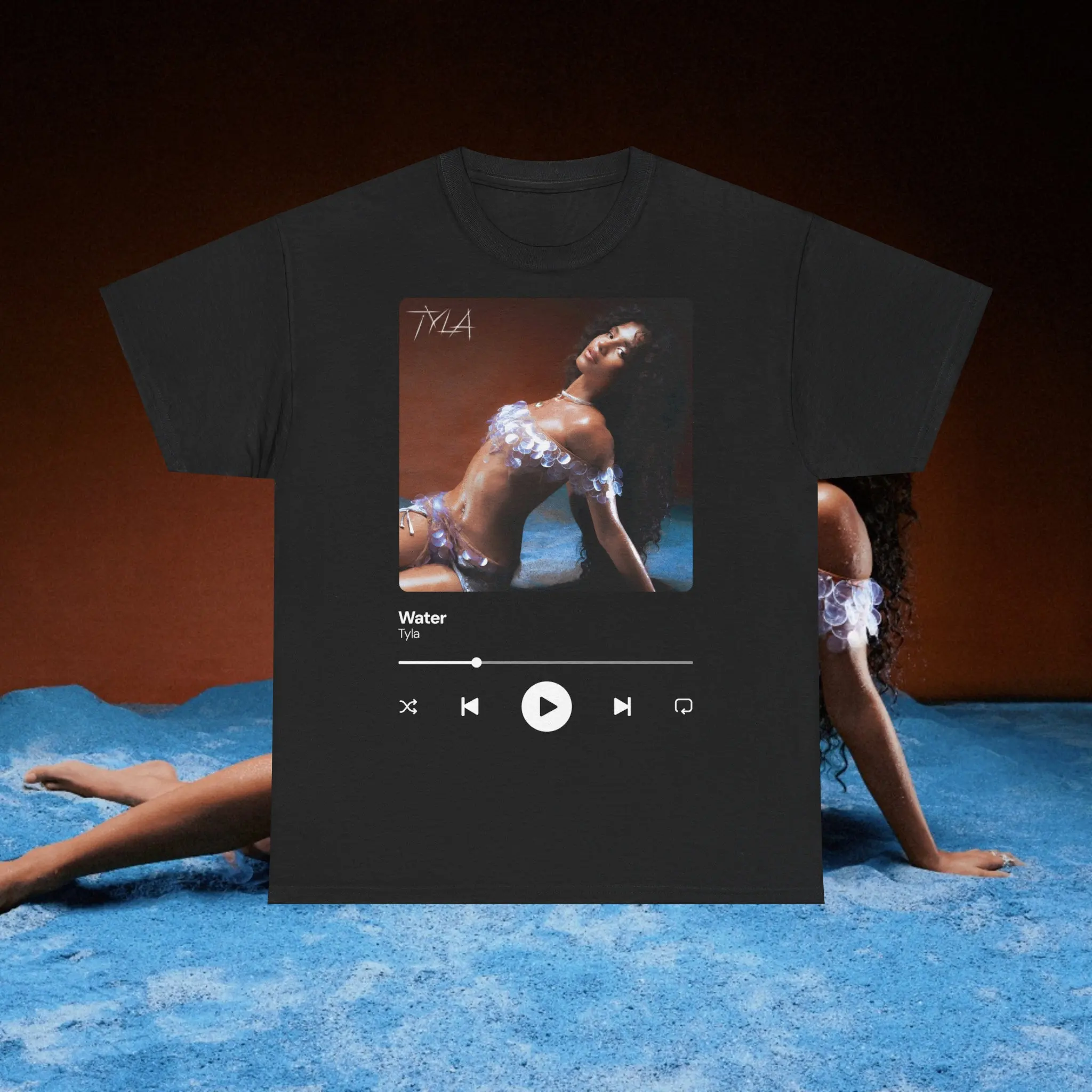 TYLA Water Streaming Play T shirt Singer Merch Album Artwork Visual