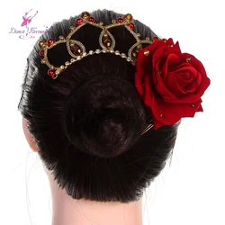 HB067 Red Rose Flowers Ballet Headpiece Don Quixote or Paquita Headwear Red Ballerina Hair Wear