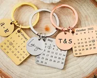 Customized Stainless Steel Calendar Keychain Engraved Keyring for Special Date Couples Key Ring Anniversary Family Gift 2025