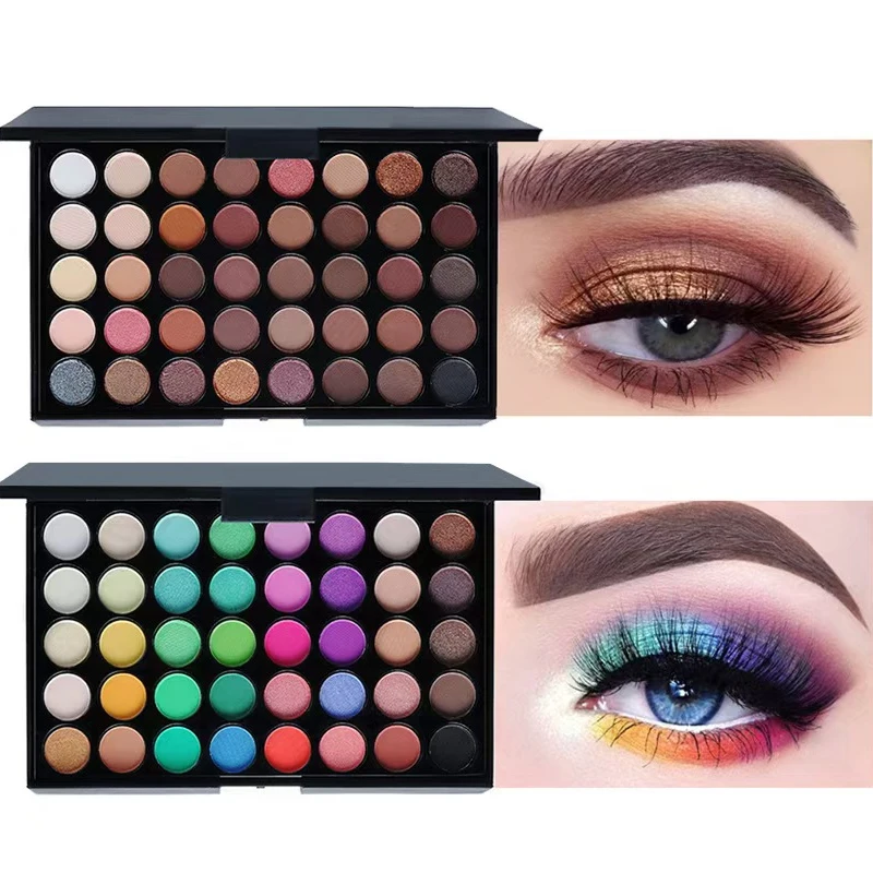 

Eye Makeup Nudes Palette 40 Color Matte Eyeshadow Glitter Powder Eye Shadows Brush Set Stamps Pigment