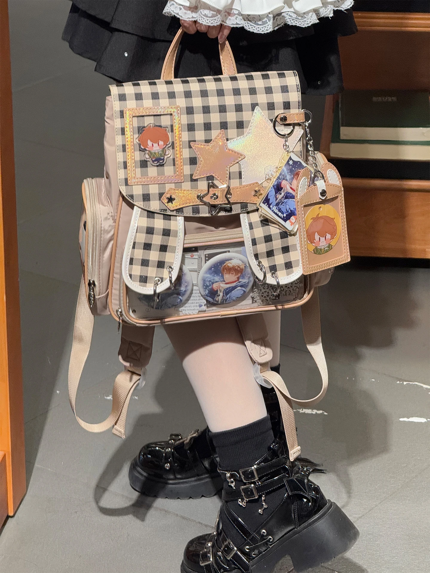 2D Japanese Original Lolita Cartoon Pain Bag Student Cute Doll Bag Small Capacity College Style Casual Sweet Cool Girl Backpack