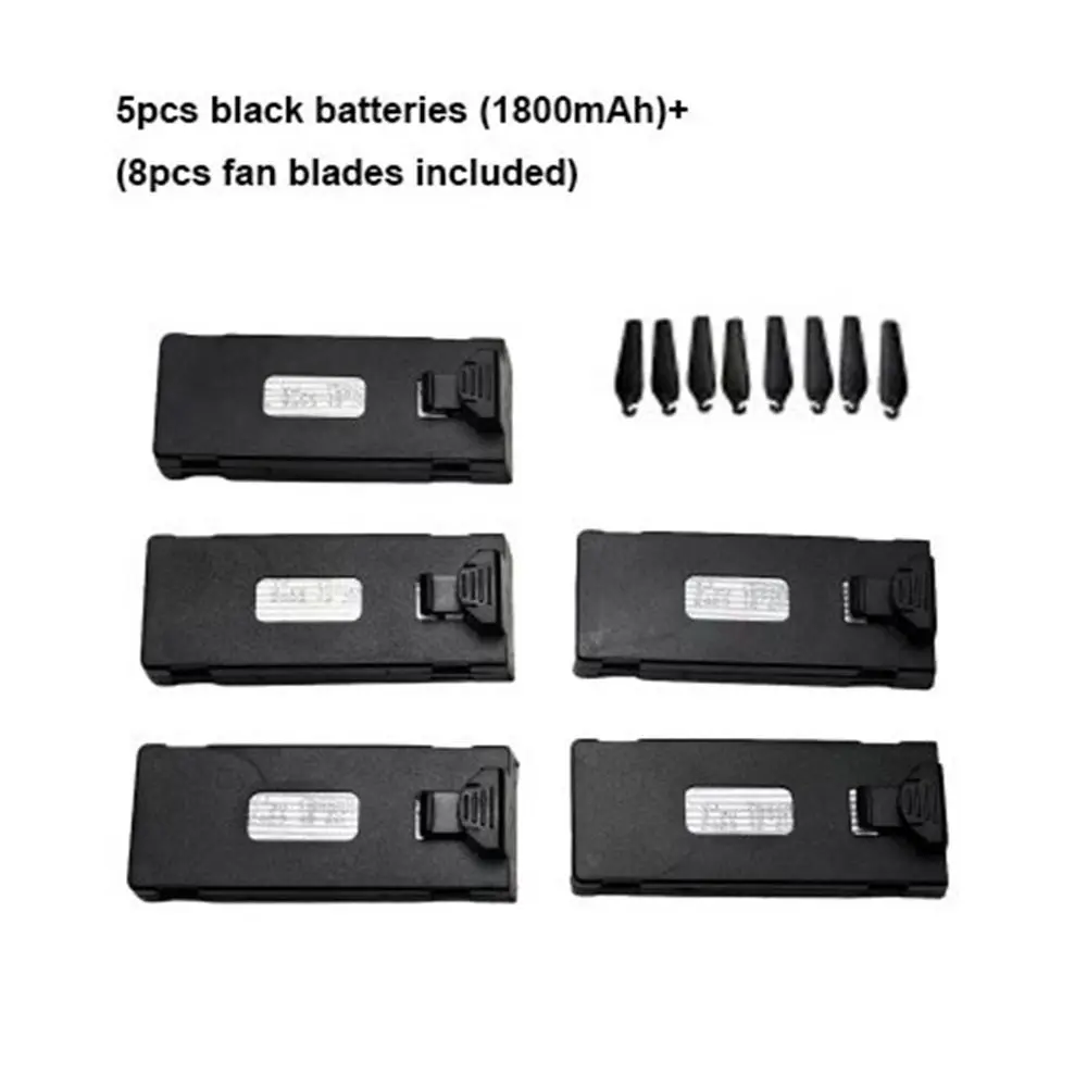 بطارية ليثيوم سوداء 3.7V1800mAh سعة كبيرة كابل شحن USB عالمي لطائرة E88 e88PRO E99 E525 S89 بدون طيار