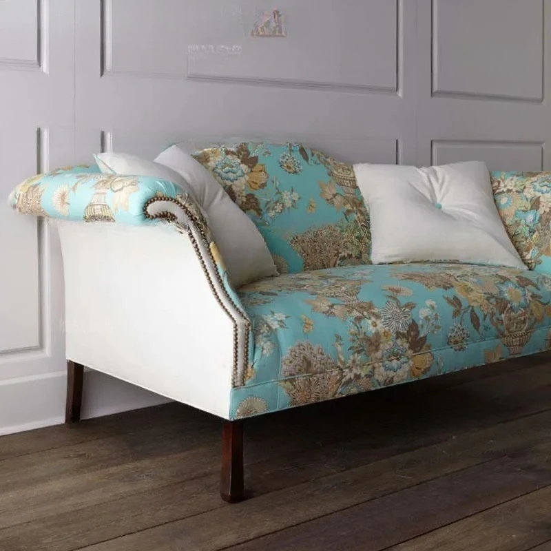 L  neoclassical sofa  pastoral fabric villa club color sofa combination