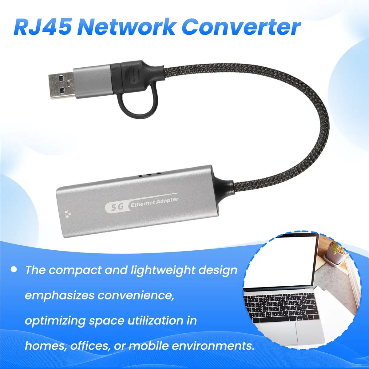 #83T (Gray)USB 3.2 to 5Gbps Ethernet Adapter 5000Mbps RJ45 Network Converter,Computer Accessories