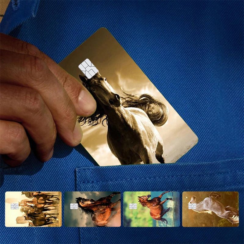 Running animal horse Cover Skin Sticker For Credit Card Bank Debit Bus Card Front Side